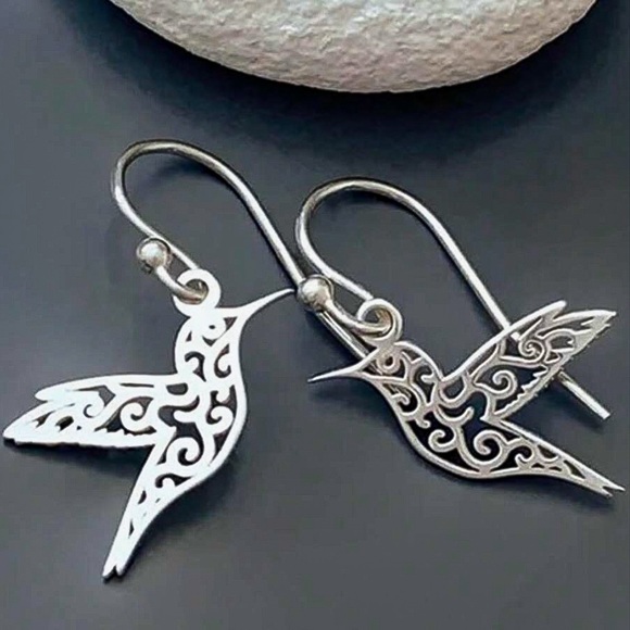 GlitzBlitz Boutique Jewelry - Any 4/$25! Silver Filagree Bird Drop Earrings